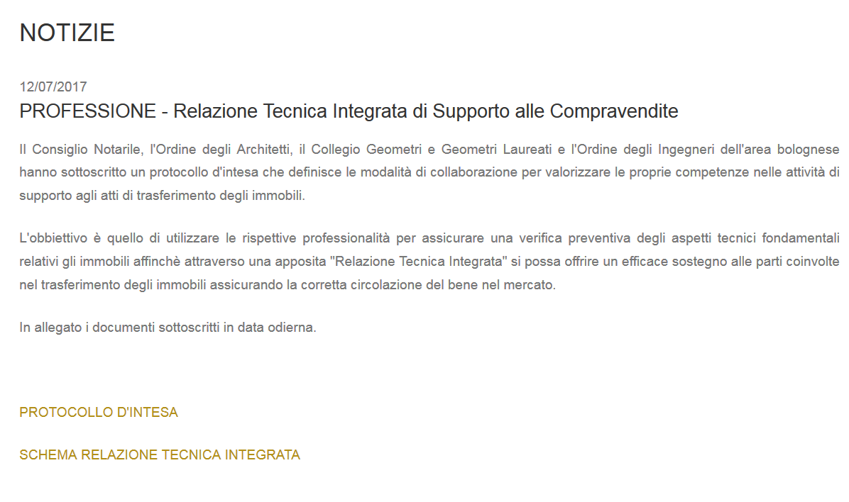 relazione tecnica integrata di supporto alle compravendite